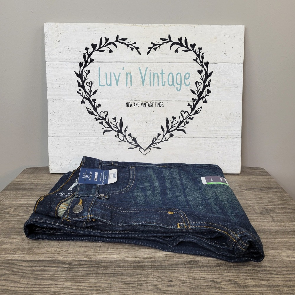 George Mens Straight Leg 5 Pocket Jeans Dark Wash Stretch Denim 31x30 NWT‎
